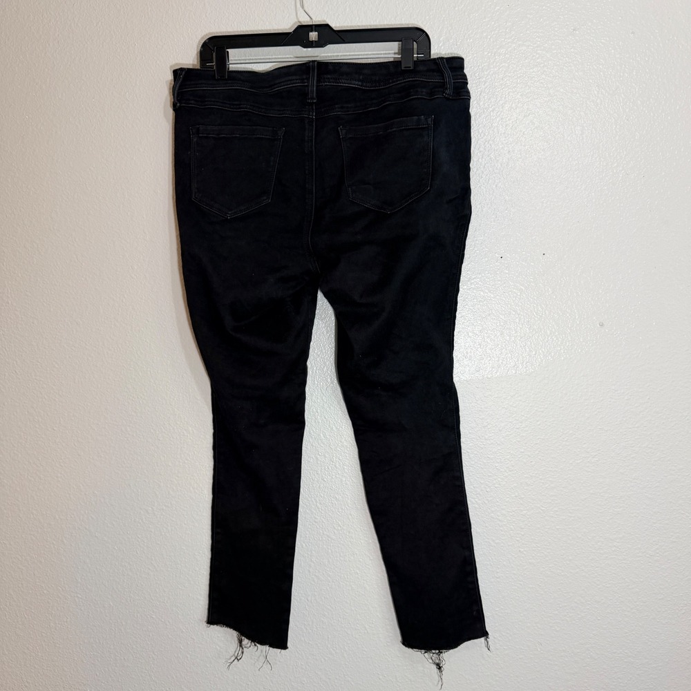 Torrid Luxe Skinny Jeans Womens 12R Black Raw Hem Grunge Mid Rise Denim